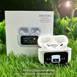 A9 Pro Touch Screen ANC Wireless Earbuds – Bluetooth 5.3, In-Ear, Noise Cancelling