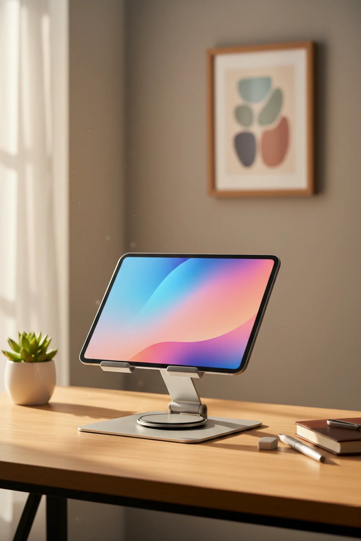360° Rotating Adjustable Metal Tablet & Phone Stand – Foldable Aluminum Alloy Desk Holder with Anti-Slip Base