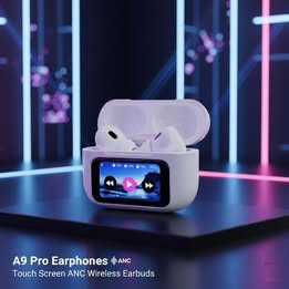 A9 Pro Touch Screen ANC Wireless Earbuds – Bluetooth 5.3, In-Ear, Noise Cancelling