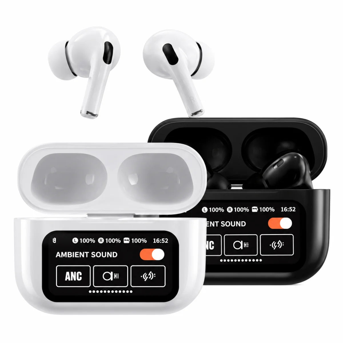 A9 Pro ANC Bluetooth 5.4 Wireless Earbuds with Smart Touch Screen – Active Noise Cancellation, Hi-Fi Stereo Sound & HD Calling